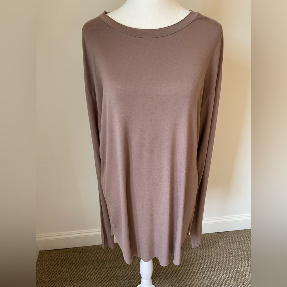 Tribe Kelley Long Sleeve Taupe Bamboo Top - Size  M